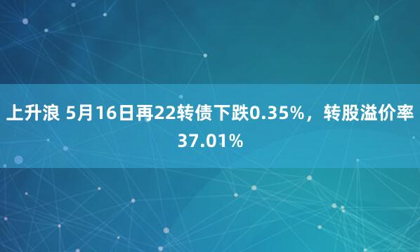 上升浪 5月16日再22转债下跌0.35%，转股溢价率37.01%